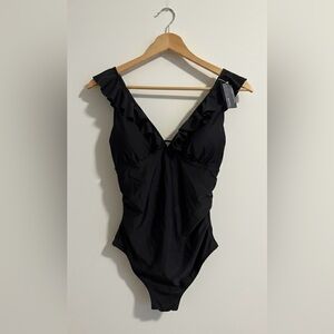 Summer Mae Black Ruffled One-Piece Swimsuit